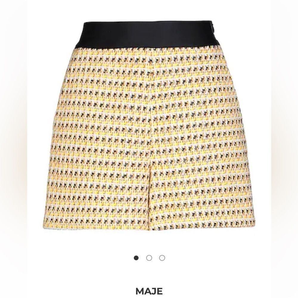 Maje Yellow and White Tweed High Waisted Bermuda Shorts size 2